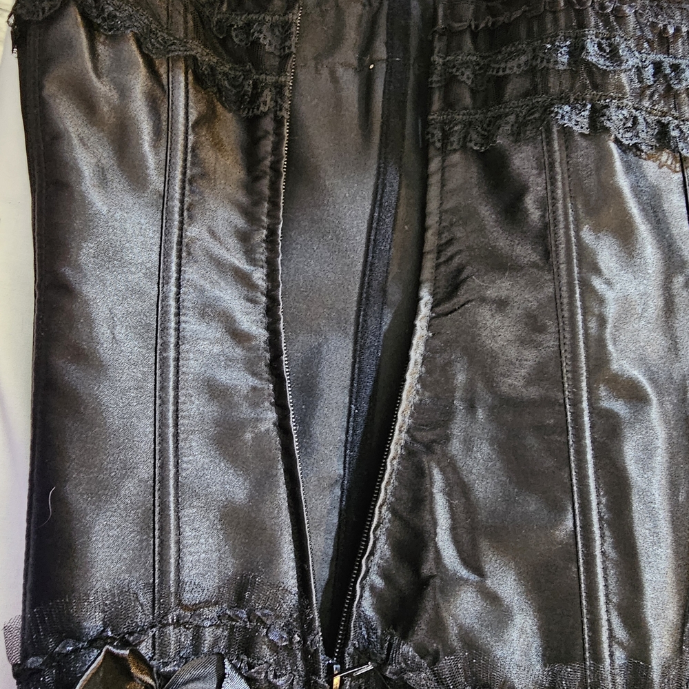 Corset & Tutu Set Satin Chic Black Lace Bandeau Costume Renn Fest - Picture 13 of 16